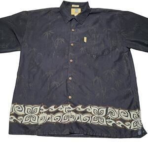 Coconut Pier Hawaiian Shirt XL Men's Button Up Short Sleeve Black Floral